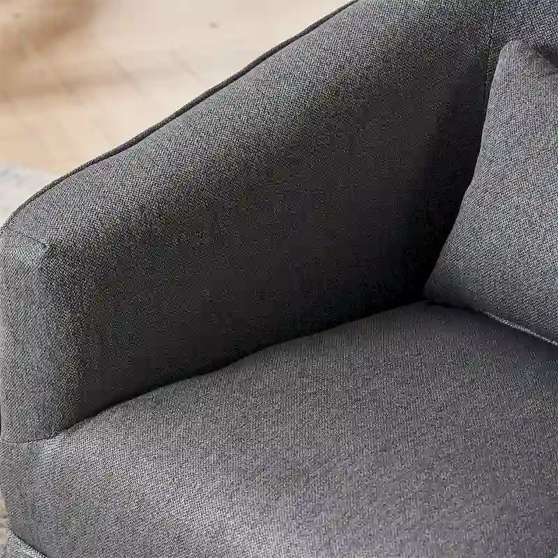 Swivel Barrel Chair with Ottoman and Black Metal Base