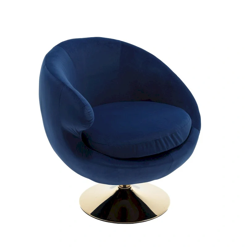 Velvet 360 Degree Swivel Left Cuddle Barrel Accent Chairs
