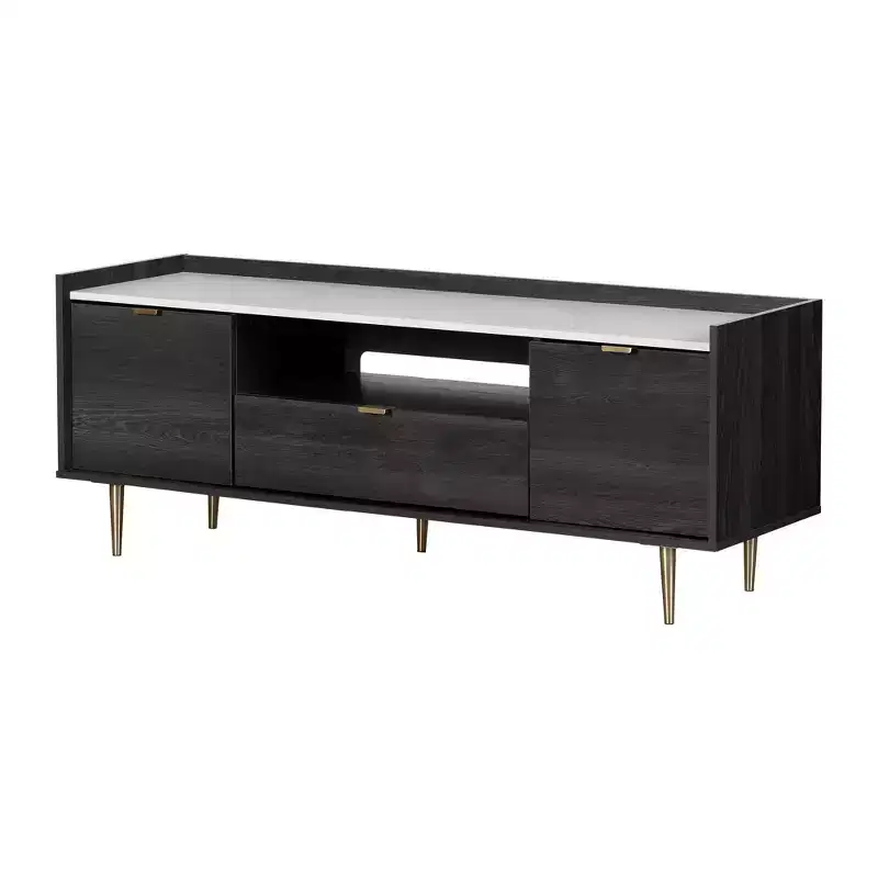 South Shore Versa 5 Drawer Chest Gray Maple: Laminate Finish, Particle Board Frame, Anti-Tip Hardware