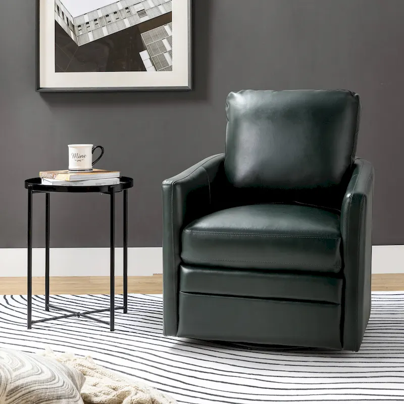 Navy/Turquoise/Green/Camel/Brown/Black/Ivory/Grey Faux Leather Swivel Barrel Accent Chair — 1-Seat