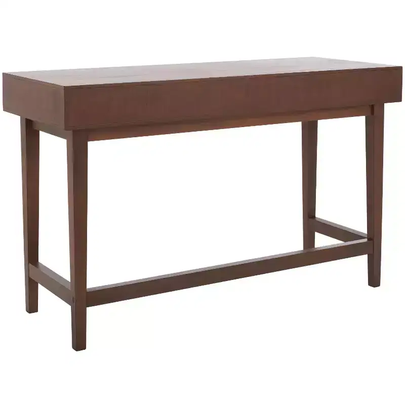3-Drawer Wood Writing Desk with Ample Storage, Brown Finish