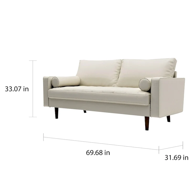 US Pride Lopez Faux Leather Mid-century Modern Sofa