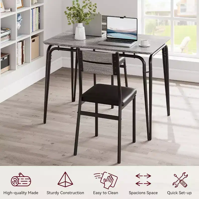 GustoWave 5 Piece Dining Table Set, with 4 Upholstered Chairs