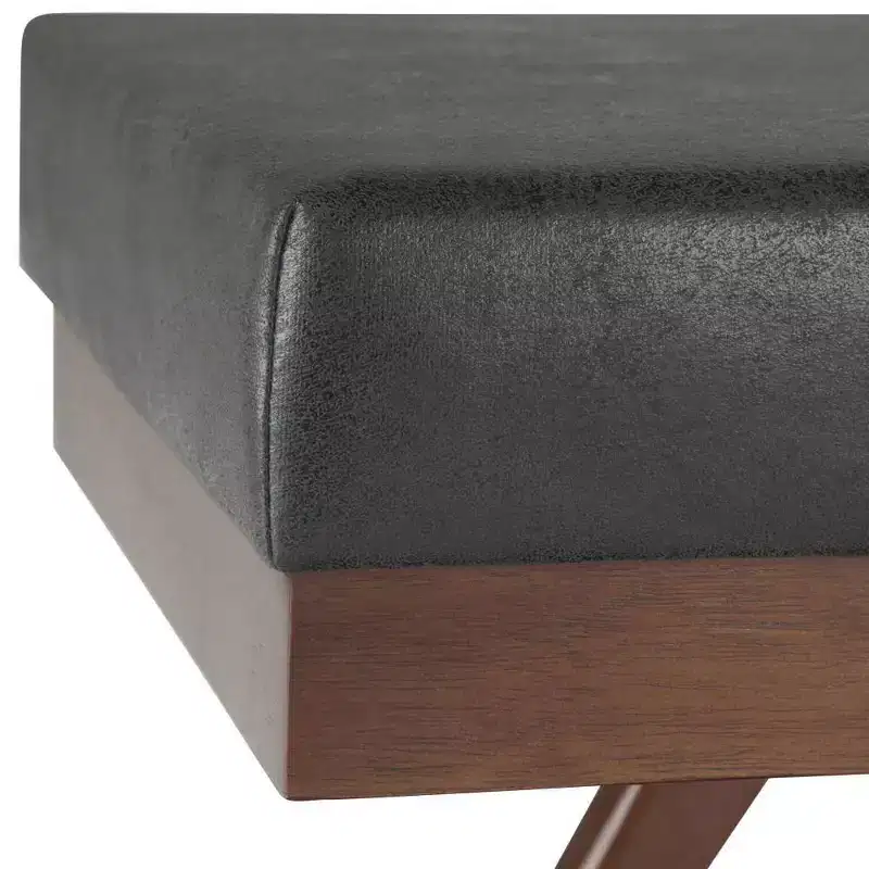48 Nadine Mid Century Ottoman Bench Faux Air Leather - Wyndenhall