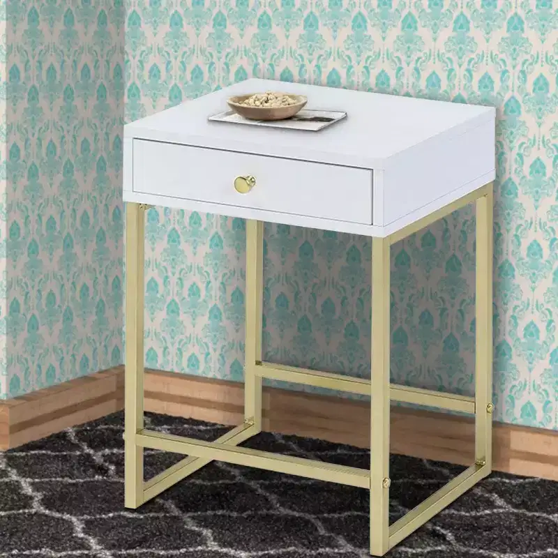 Side Table, White & Gold