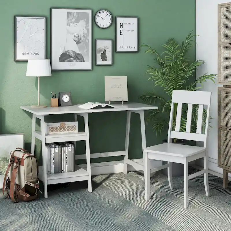 Oller Transitional 47-inch 2-Piece Glass Computer Desk with Chair by Furniture of America