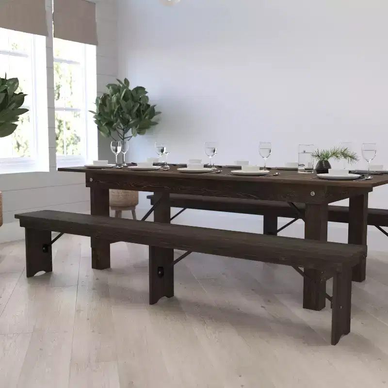 96 x 12 Solid Pine Folding Farmhouse Style Bench