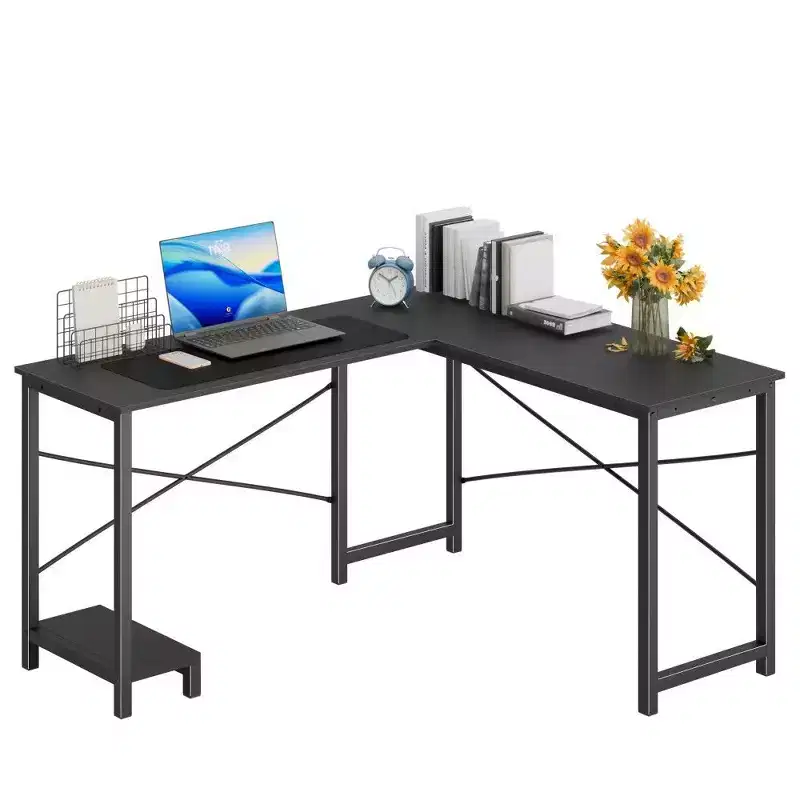 TUYOHW L Shaped Gaming Desk,Metal Frame Corner Desk with CPU Stand & Side Storage,Waterproof Desktop for Home Office