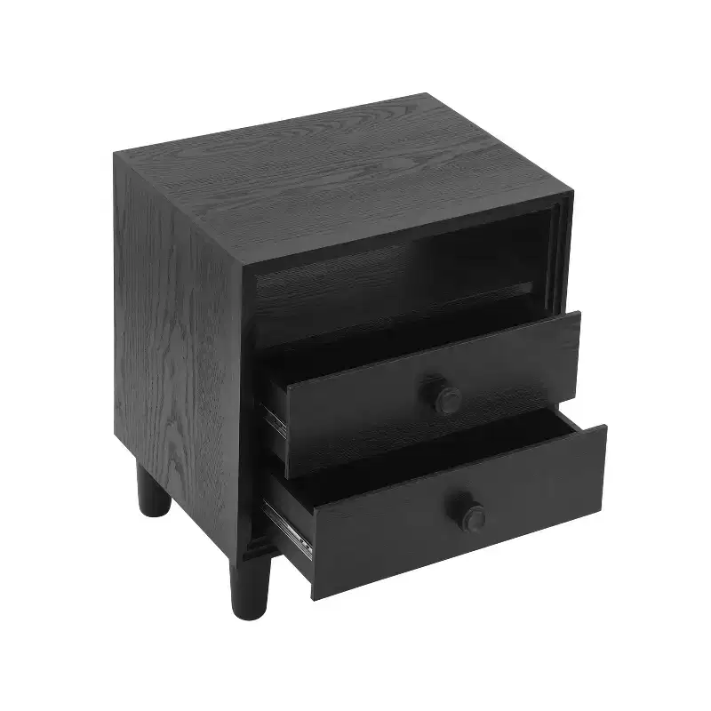 Ramona Modern Nightstand with 2 Drawers and Open Shelf
