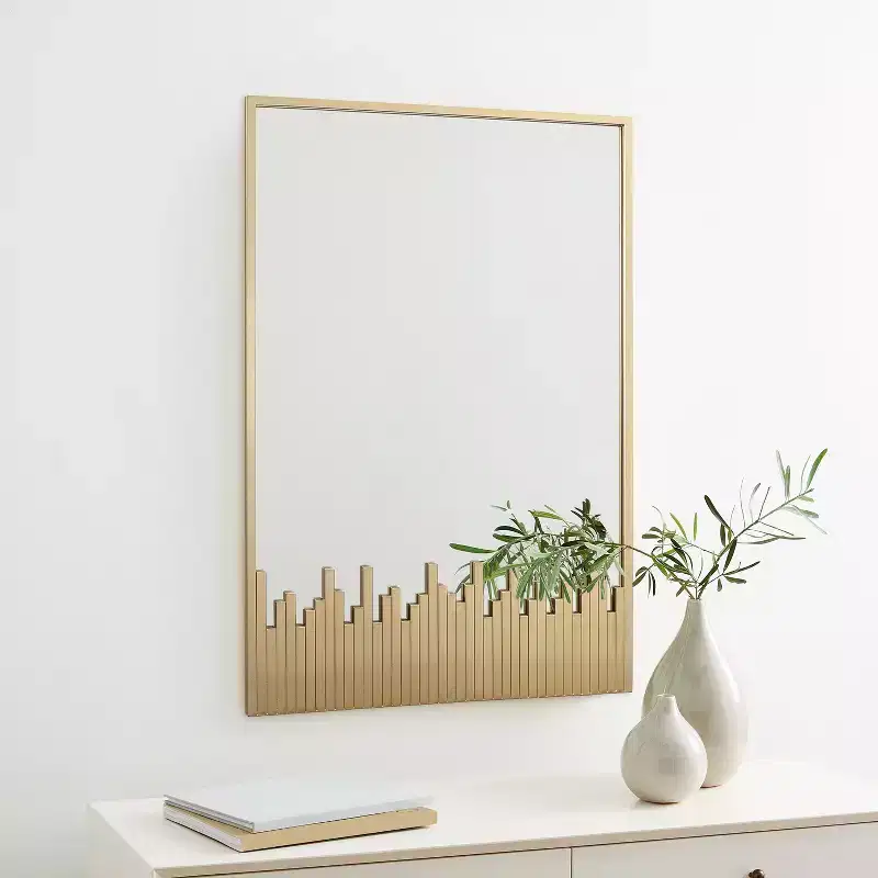 LuxenHome Rectangular Wall Mirror 32L x 21.5W Large Modern Gold Metal Frame Decorative Wall Mirror