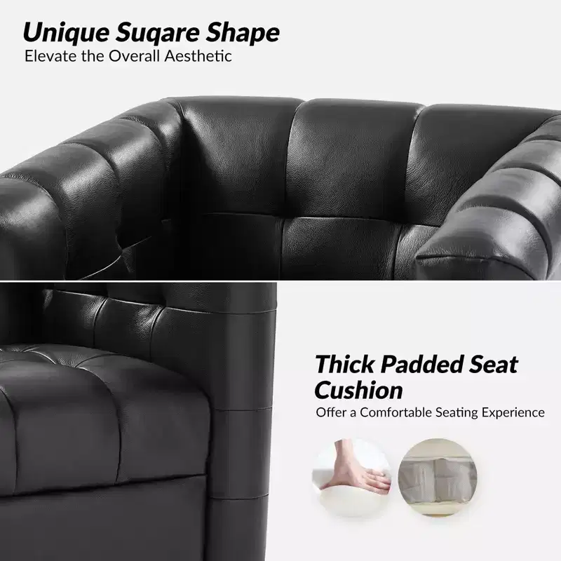 Frankie Modern Genuine Leather Swivel Club Chair| HULALA HOME