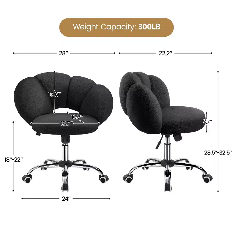 Yaheetech Boucle Upholstered Rolling Makeup Vanity Chair