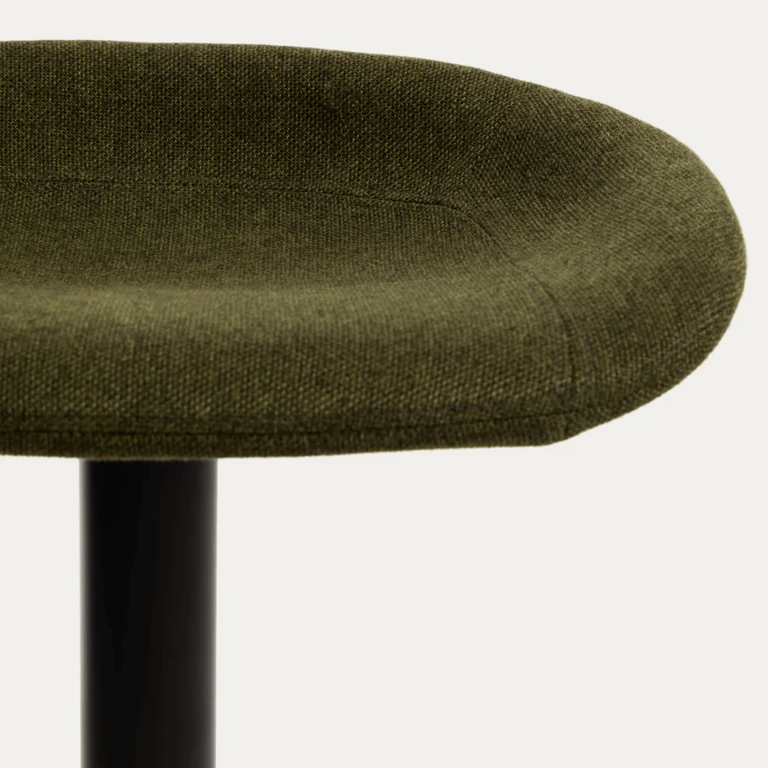 Green Steel Barstool with Swivel and Upholstered for Kitchen