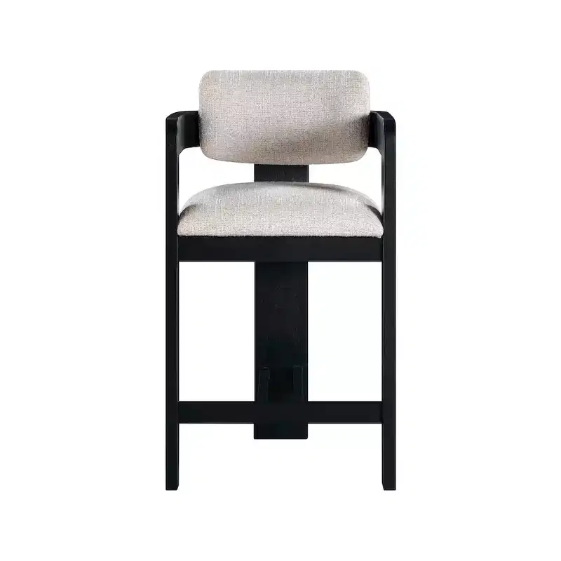 Meridian Furniture,Sacha Beige Linen Textured Fabric Stool
