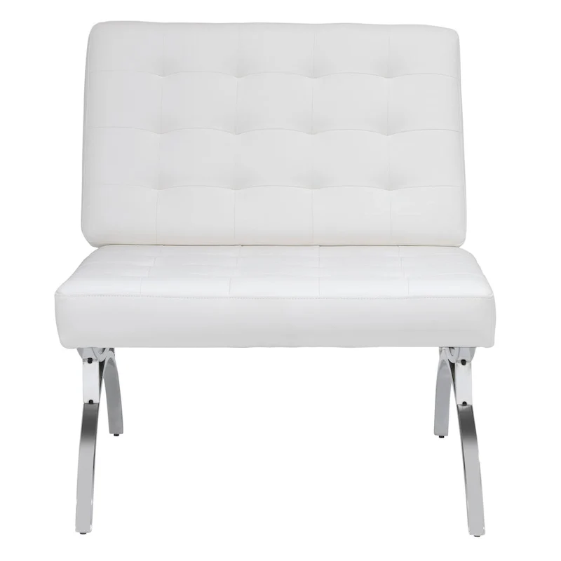 Newel Modern Blended Leather and Chrome Metal Frame Mid Century Accent Chair