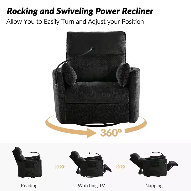 Julius 38 Power Rocking Swivel Nursery Recliner with USB | HULALA HOME