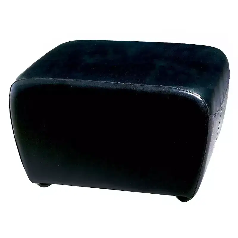 Full Leather Ottoman with Rounded Sides
