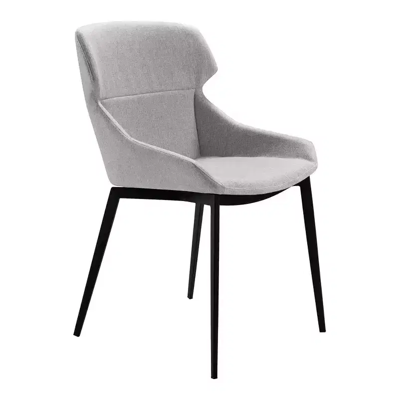 Gray Fabric Matte Black Dining Chair – Set of 2