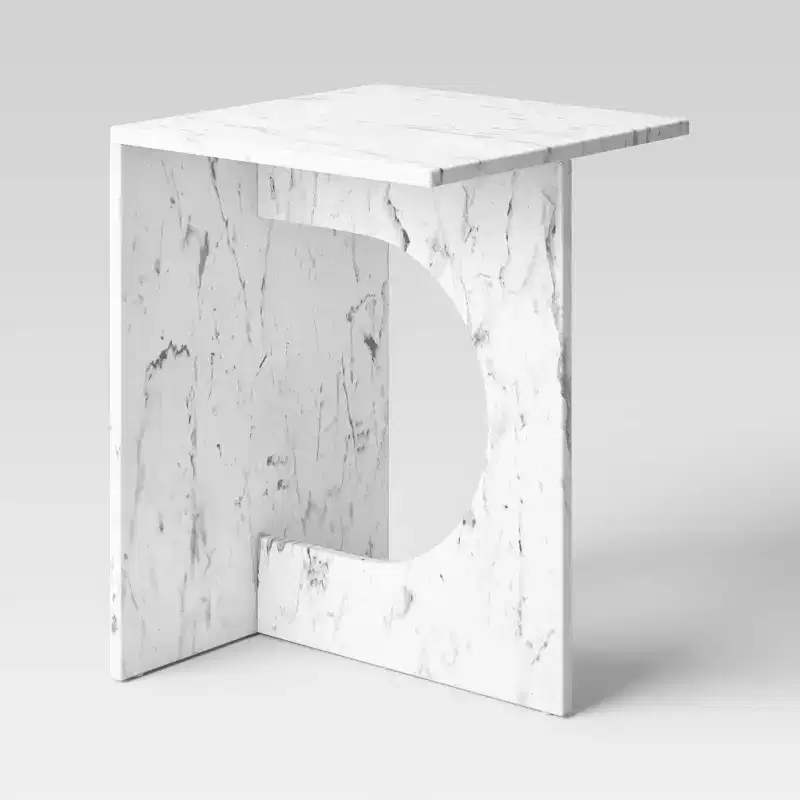 Faux Marble Side Table White - Threshold™