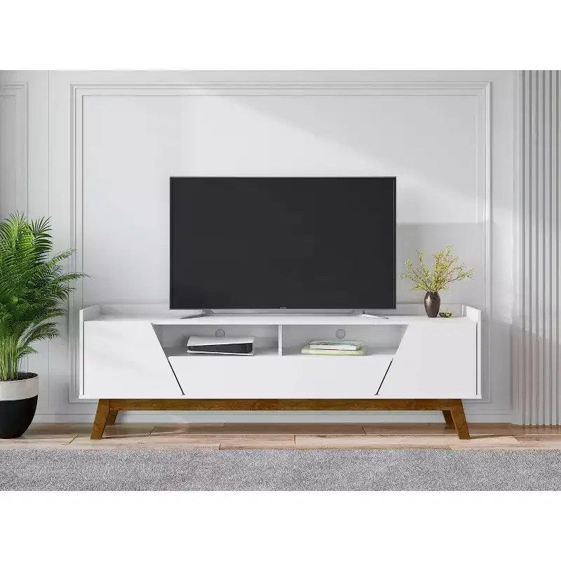 Marcus Mid-Century Modern 4 Shelf TV Stand for TVs up to 70 Entertainment Center, Media Console - Manhattan Comfort