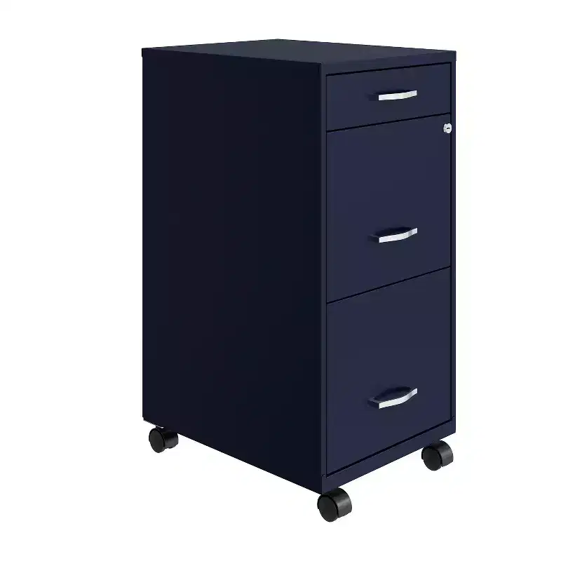 Space Solutions 18" Deep 3 Drawer Mobile Letter Width Vertical File Cabinet Navy