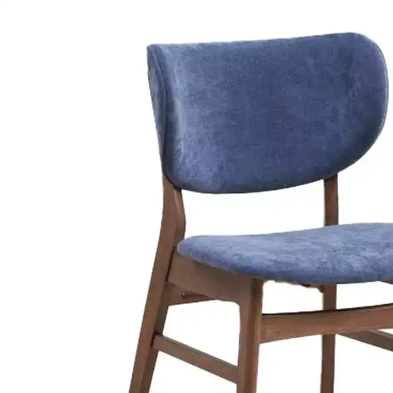 Dining Chair, Blue Fabric with Walnut Finish Wood Frame