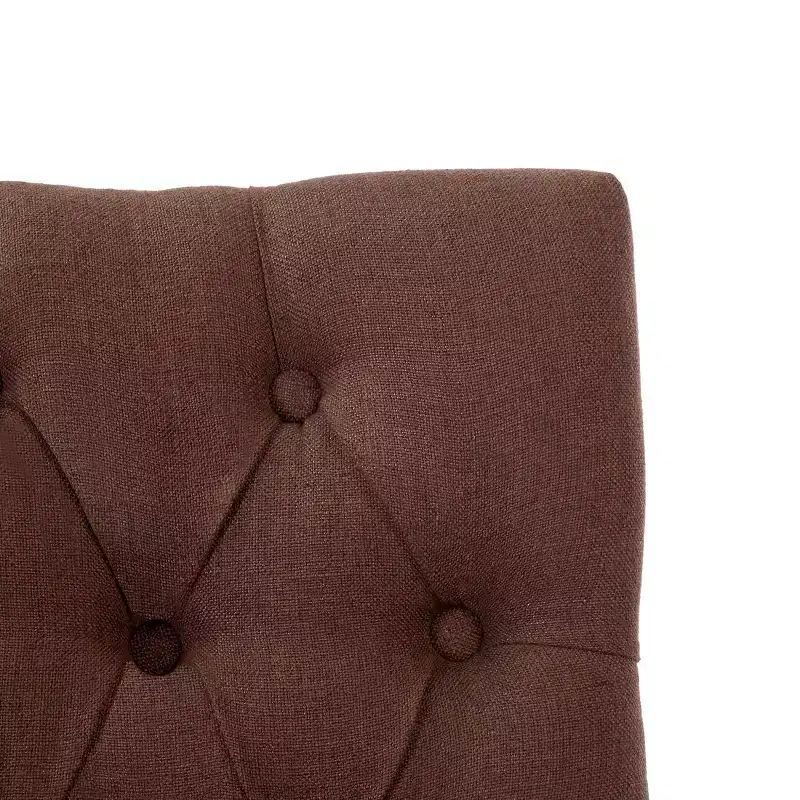 29 Upholstered Linen Fabric Tufted Bar Stool Chair, Brown