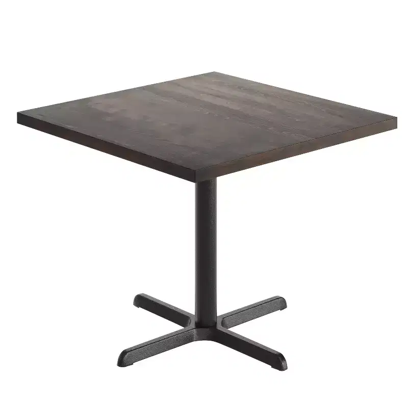 36 in. Square Solid Wood Commercial Indoor Tabletop with Dining Height Rust-Resistant Cast Iron X-Base
