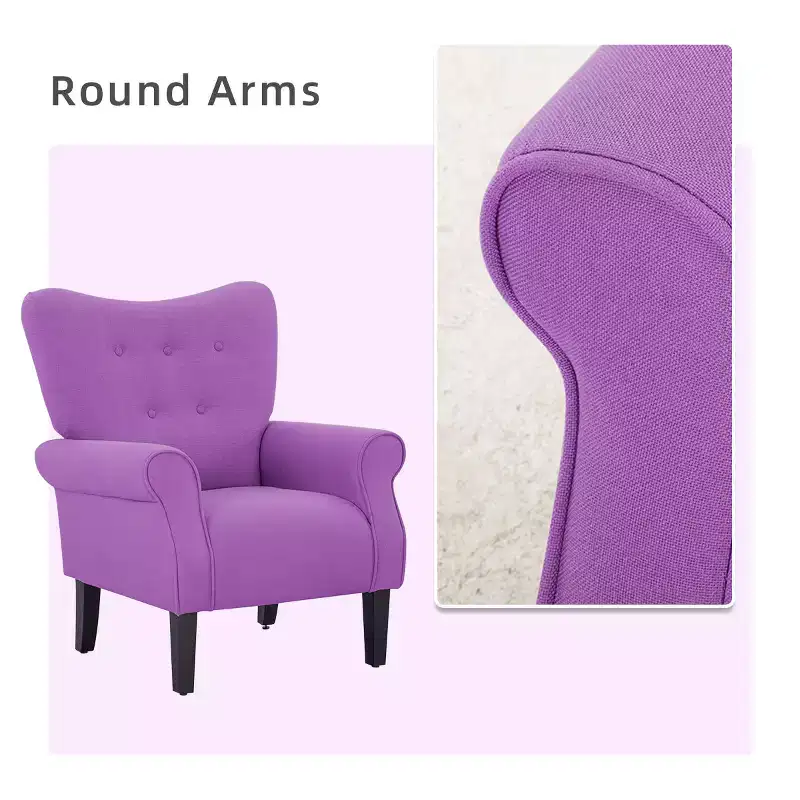 Erommy Mid Century Velvet Tufted Armchair, High Back Accent Chair