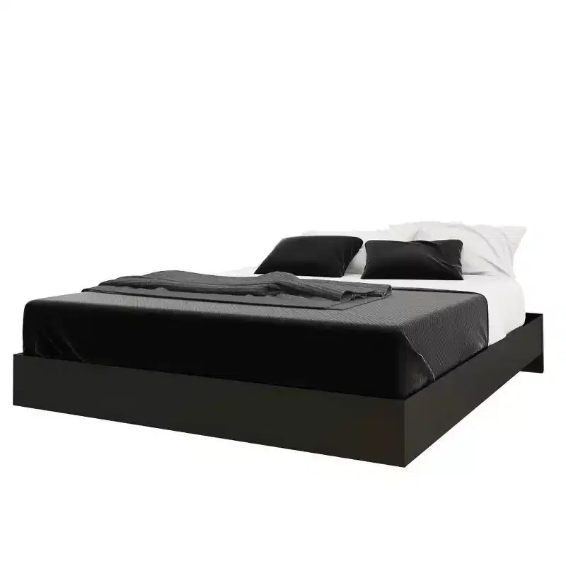 Queen Apollo Bed with Headboard Bark Gray/Black - Nexera: Modern Platform, No Box Spring Needed