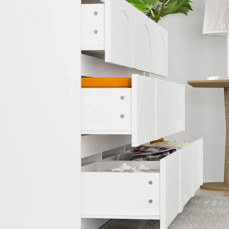 White 9-Drawer Dresser with Modern Design and Safety Features