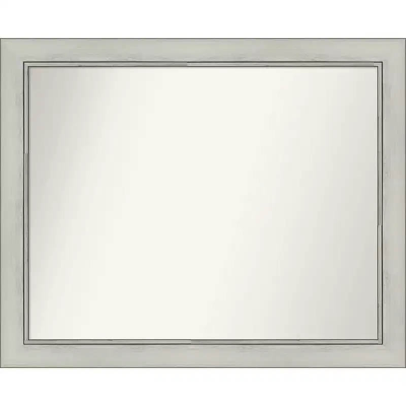 32" x 26" Flair Silver Patina Wall Mirror: Modern Rectangle, Includes Mounting Hardware - Amanti Art