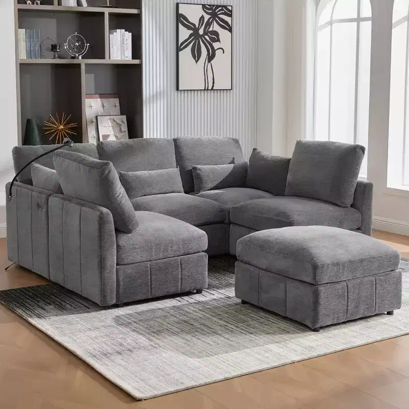 Merax Multifunctional Modular Sectional Sofa with Movable Ottoman
