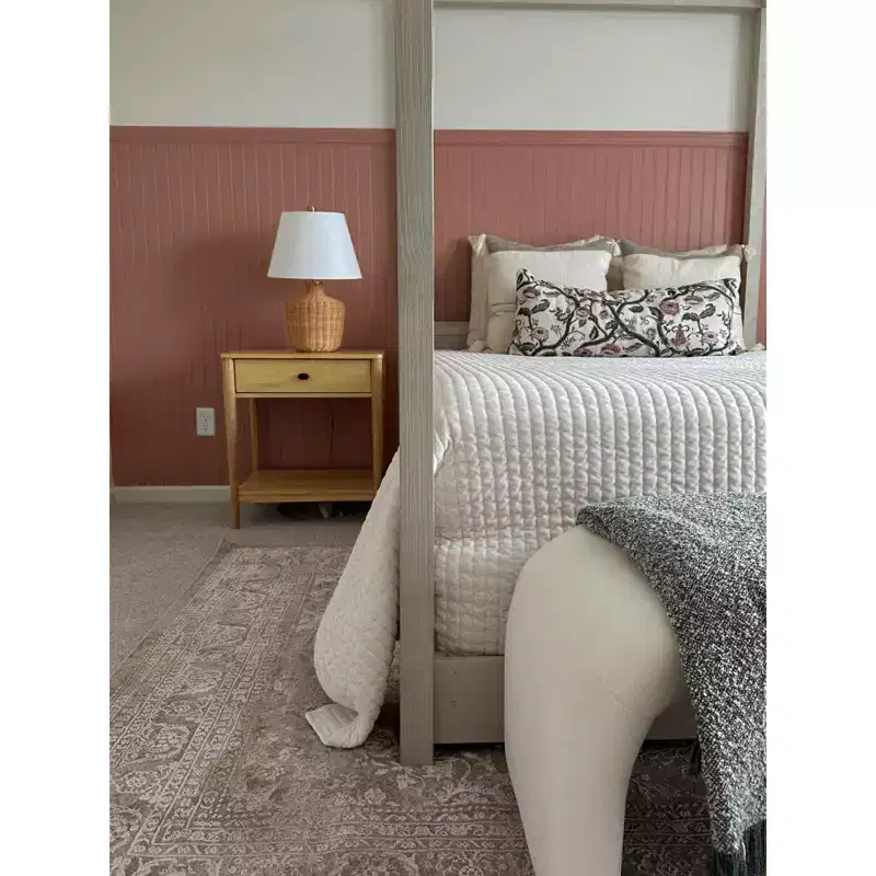 1-Drawer Rubberwood Nightstand with Open Shelf, Whitewash Finish, No Assembly
