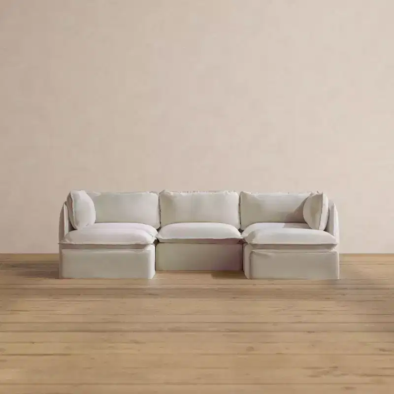Anabei Modular Washable 3-Seater U-Sectional Sofa | Deluxe+ Seat & Cloud Pillow