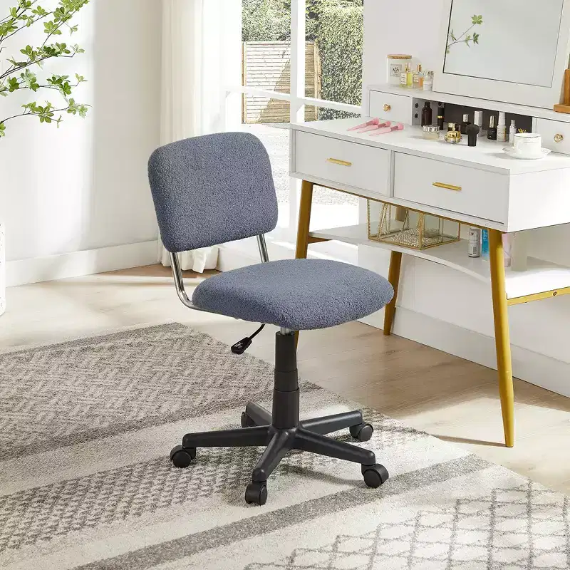 White Faux Fur Armless Swivel Chair for 1