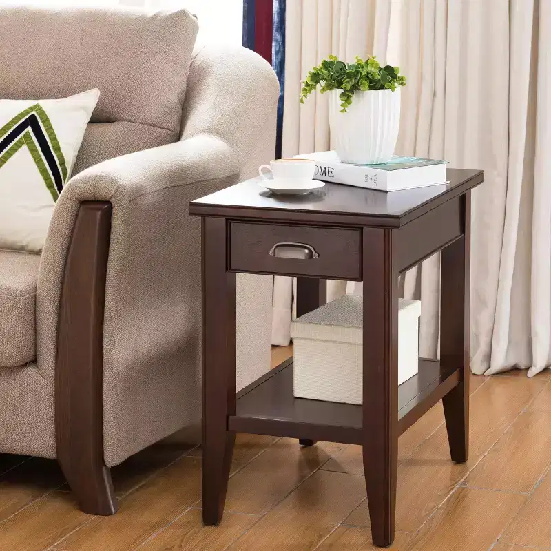 Laurent Drawer Chairside Table Chocolate Cherry Finish - Leick Home