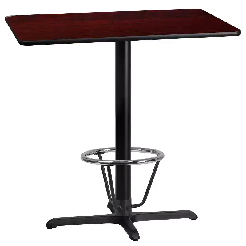 24x42 Rectangular Laminate Bar Table with 23.5x29.5 Foot Ring Base