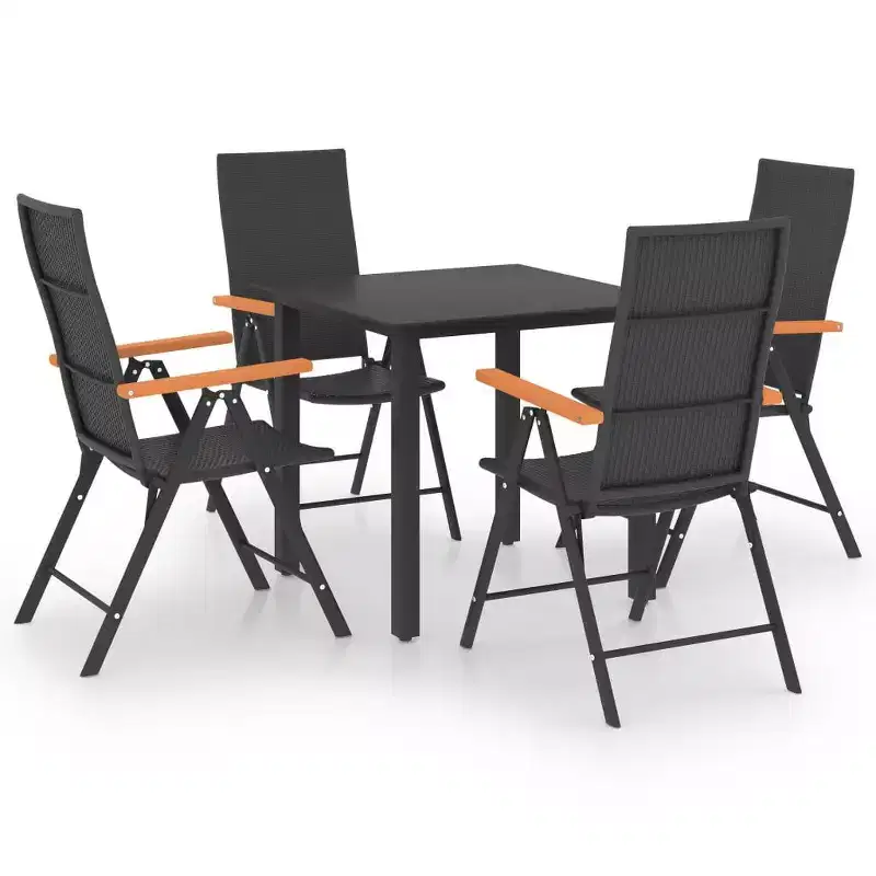 vidaXL Dining Set Black and Brown