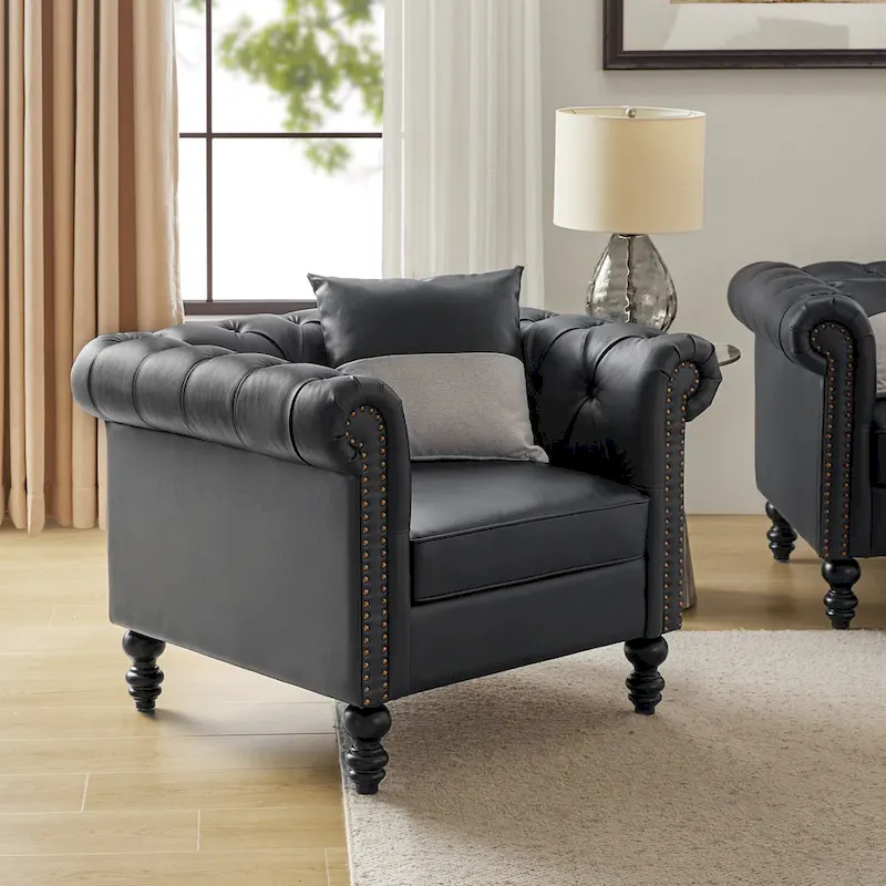 Faustina Traditional Upholstered Armchair with Solid Wood Legs by HULALA HOME