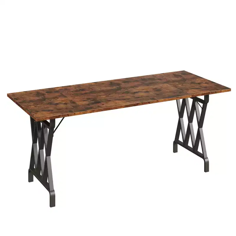 77 Wooden Dining Table for 4-6, Rectangular Kitchen Table with Metal Legs, Farmhouse Dinner Table for Home Dining Room Living Room, No Chairs