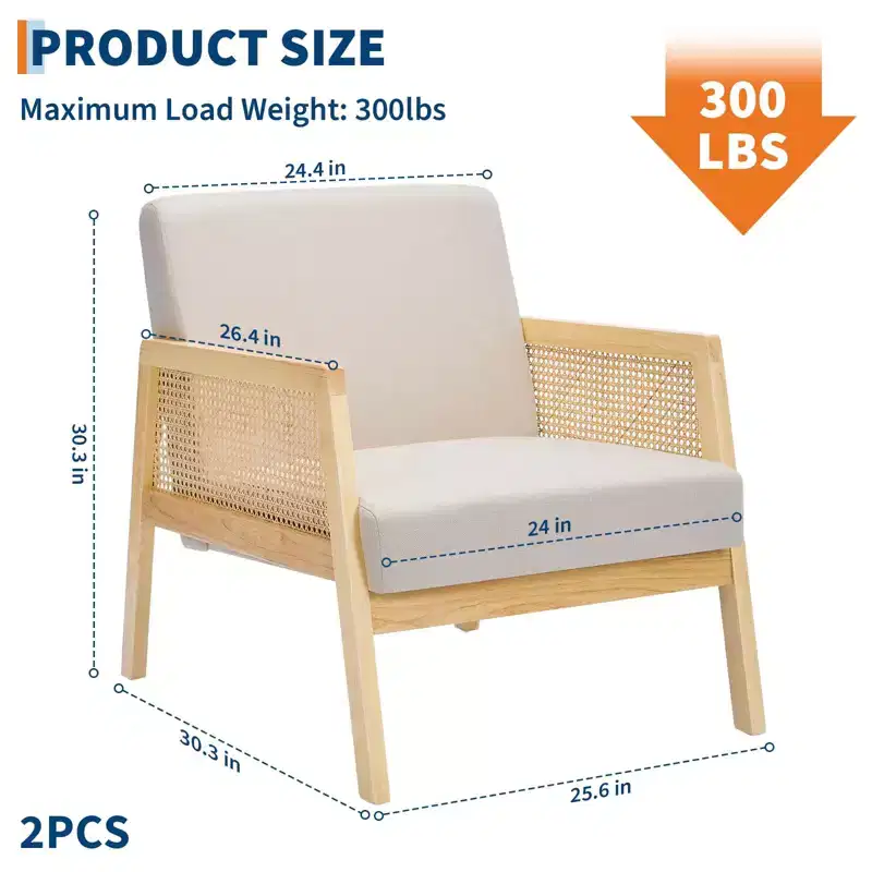 Upholstered Accent Chair Modern Lounge Armchairs with Wood Legs for Living Room and Patio