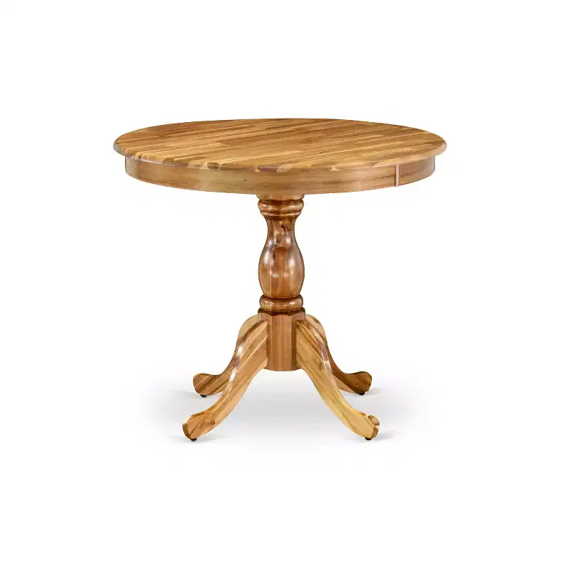 HomeStock Modern Round Table Table Top Surface and Asian Wood Dining Table Pedestal Legs