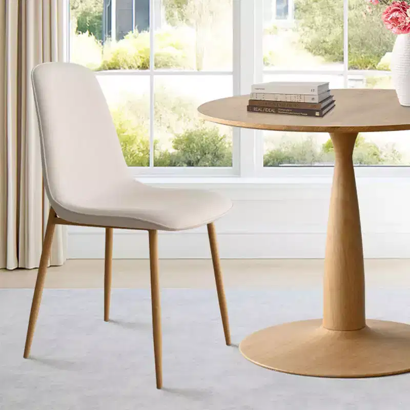 3-Piece Round Dining Table, 34.5 Wood-Look Pedestal Table and Upholstered Armless Curved Chairs, Ideal for Small Space Dining