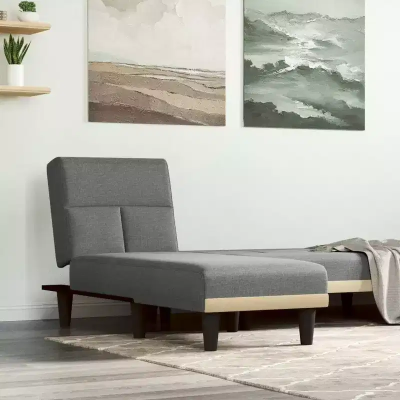 vidaXL Chaise Lounge Dark grey 100% polyester, plywood One size