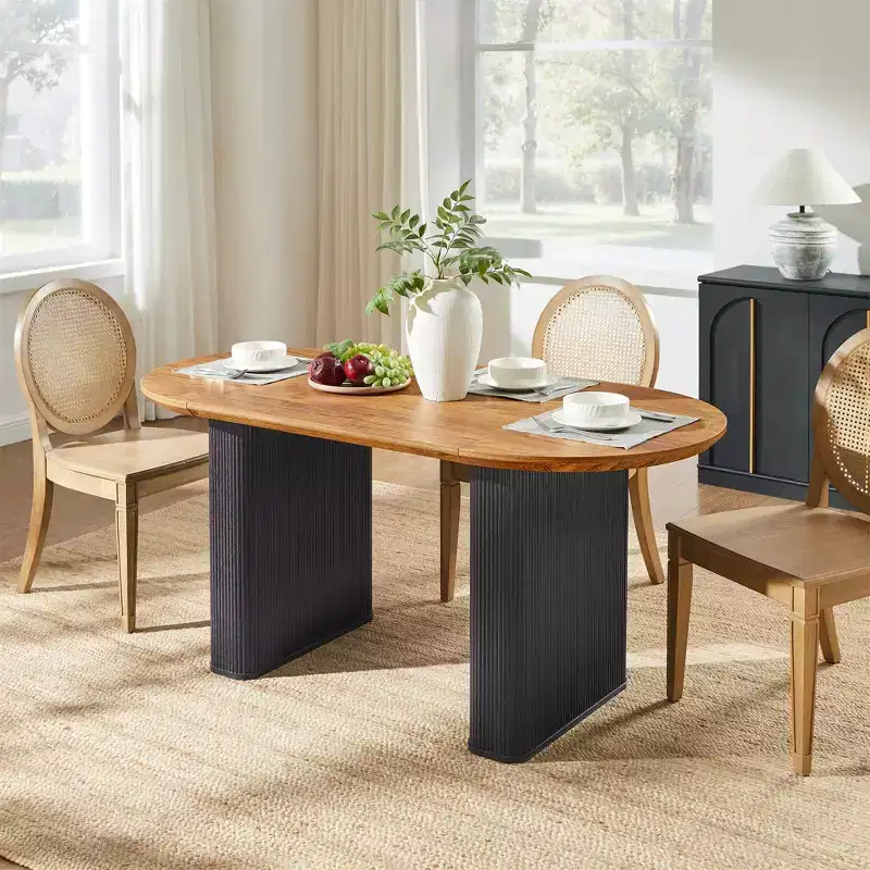 Black/Brown/Natural, Oval Dining Table, Seats 4–6