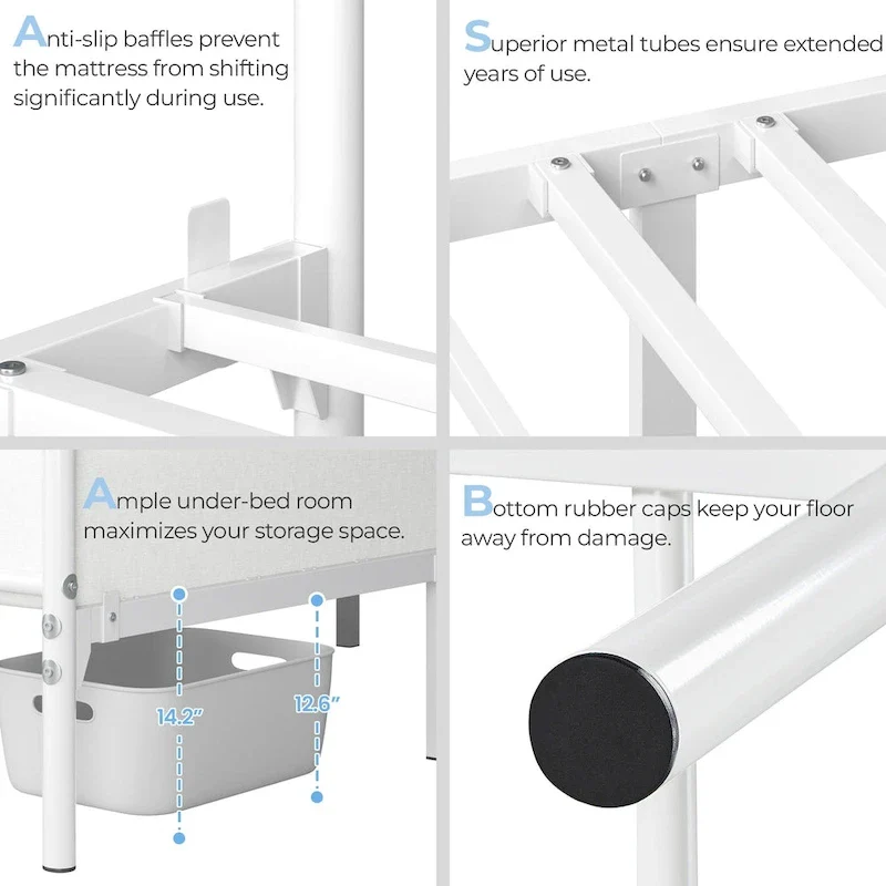 Metal Bed Frame with Slatted Base