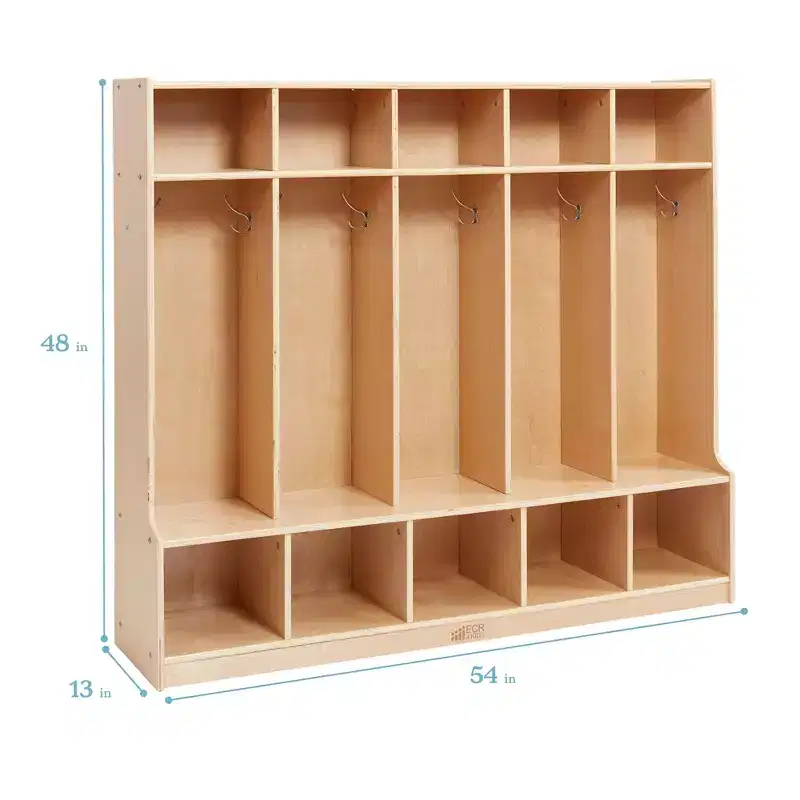 ECR4Kids 5-Section Coat Locker with Bench and Cubby Storage Compartments, Classroom Furniture