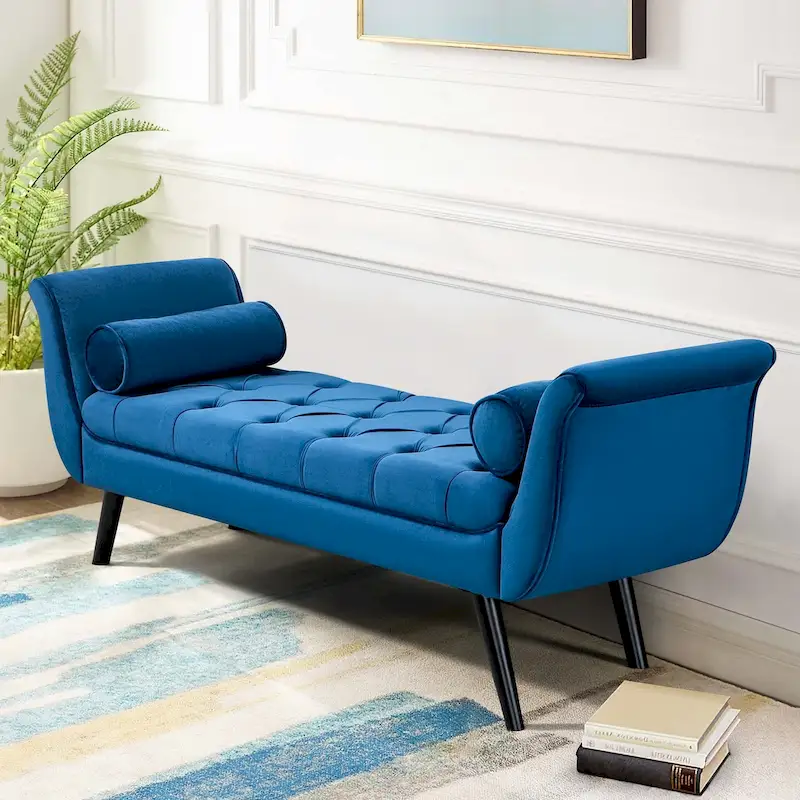 AVAWING Upholstered Tufted Ottoman Bench Accent Entryway Bench