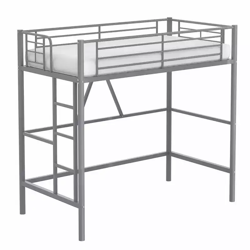 VECELO Metal Bunk Bed Twin Over Twin, Industrial Bunkbeds with Ladder and Full-Length Guardrail